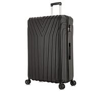 DK Luggage 24" Medium Hard Shell Suitcase Luggage 4 Wheel Spinner ABS101 (Black ABS-101, 24" Medium)