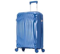 DK Luggage 24” Medium Suitcase Hard Shell Polypropylene PP Luggage with 4 Spinner Wheels, Lightweight Travel Suitcase Trolley (Blue ST81, Medium)