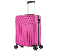 DK Luggage Carry-on 20” Cabin EasyJet, BA, Jet 2 Hard Shell Hand Luggage Approved Suitcase 4 Wheel Spinner Luggage ABS101 Pink
