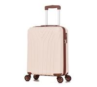 DK Luggage Carry-on 20” Cabin Ryan Air, EasyJet, BA, Jet 2 Hard Shell Hand Luggage Approved Suitcase 4 Wheel Spinner Luggage ABS101 (Off-White, 20" Cabin)