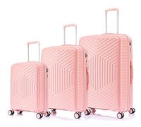 DK Luggage Hard Shell PP Suitcase 4 Wheel Spinner Luggage (Light Pink, Set of 3 (L+M+C))