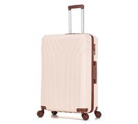 DK Luggage Large 28" Hard Shell Suitcase ABS101 Lightweight ABS 4 Wheel Spinner (Off-White, 28" Large)