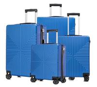 DK Luggage Lightweight Hard Shell Suitcase 4 Wheel Spinner Luggage ABS-30 (Blue, Set of 4 (28" + 24" +20" + 17"))