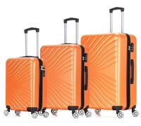 DK Luggage Set of 3 Hard Shell Suitcase 4 Wheel Spinner Luggage ABS27 Orange, 3 Piece (L+M+C)