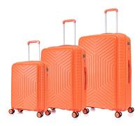 DK Luggage Set of 3 (L+M+C) Hard Shell PP Suitcase 4 Wheel Spinner Luggage PP20 Orange
