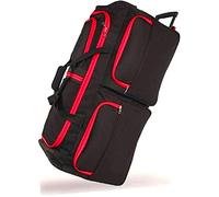 DK Luggage Travel Bag Wheeled Holdall XXL Suitcase with 3 Wheels 40" Black/Red