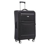 DK Luggage Ultra Lightweight Only 2.9kg Medium 24 Inch Soft Shell Suitcase, 4 Wheel Spinner, Checked Luggage, 15kg-20kg Capacity, Expandable Travel Case (WLS Black, Medium)