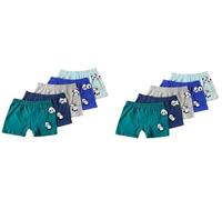 DK MY FASHION Boys Panda Boxer Shorts 10 Pack Multicolor Cotton, Turquoise, Navy, Grey, Royal Blue and Mint Green, 6-7