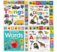 DK My First Childrens Collection 4 Books Set (My First Words Let's Get Talking, My First Things That Go Let's Get Moving, Trucks And Diggers Let's Get Driving, Animals Let's Squeak and Squawk)