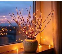 DK177 2Pack Led Branch Light Battery Operated Lighted Branch Vase Filler Willow Tree Artificial Little Twig Power Brown 30 Inch 20 LED for Home Romantic Decoration, 2Pack Orenge-Light