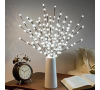 DK177 4 Pack Led Branch Light Battery Operated Lighted Branch Vase Filler Willow Tree Artificial Little Twig Power Brown 30 Inch 20 LED for Home Romantic Decoration, White