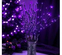 DK177 4Pack Led Branch Light Battery Operated Lighted Branch Vase Filler Willow Tree Artificial Little Twig Power Brown 30 Inch 20 LED for Home Outdoor Indoor Romantic Decoration, 4Pack Purple Light