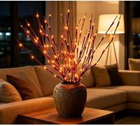 DK177 4Pack Led Branch Light Battery Operated Lighted Branch Vase Filler Willow Tree Artificial Little Twig Power Brown 30 Inch 20 LED for Home Romantic Decoration, 4Pack Orenge-Light