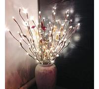 DK177 6 Pack Led Branch Light Battery Operated Lighted Branch Vase Filler Willow Tree Artificial Little Twig Power Brown 30 Inch 20 LED for Home Romantic Decoration, White