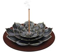 DK177 Brass Incense Holder, Lotus Incense Burner,Incense Stick Holders,Incense Holders for Sticks,Incens Burner Holder with Detachable Ash Catcher and Mat,for Home Office Yoga Meditation