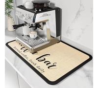 DK177 Coffee Mat Coffee Bar Mat Hide Stain Absorbent Drying Mat with Waterproof Rubber Backing Fit Under Coffee Maker Machine Coffee Pot Espresso Machine (Coffee Bar, 19''X12'')