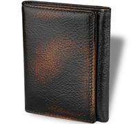 DK86 Trifold Wallets for Men Genuine Leather RFID Blocking with ID Window, Black and Brown, 3.15 inches x 4.33 inches x 0.4 inches, Slim,rfid Blocking,trifold