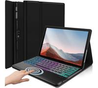 DKAHOEE Backlit Touchpad Keyboard Case for Microsoft Surface Pro 7 Plus, 6, 5, 4 - 12.3 Inch Tablet, 3-Zone Wireless Keyboard With Slim Stand Cover