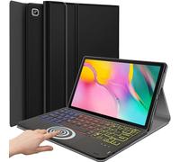 DKAHOEE Backlit Touchpad Keyboard Case for Samsung Galaxy Tab A 10.1 2019 Release (SM-T510/T515/T517), 3-Zone Rainbow Backlit Wireless Keyboard with Slim Stand Cover Case for Galaxy Tab A 10.1 Inch