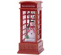 DKaony Christmas Snow Globe Lantern, Santa Telephone Box Snowman Family Scene Telephone Box Christmas Tree Decoration Glitter Water Ball Lantern Decoration