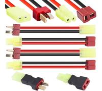 DKARDU 4 Pair T Plug to Mini for Tamiya Adapter, T Plug to for Mini Tamiya Male Female 16 Gauge 8cm Wire Connector for RC Car FPV ESC Controller RC Lipo Battery Charger