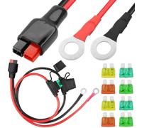 DKARDU 45A Connecter to Ring Terminal Cable, 10AWG Dual Positive/Negative ATC Style Fuse Holder Solar Power Wire with O-Ring and 45A Plug for Automotive (60cm/2FT)