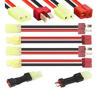 DKARDU 4Pair Mini for Tamiya to T Plug Male Female Connector Adapter, T Plug to Mini for Tamiya Male Female 16 Gauge 8M Wire Connector for RC Lipo Battery Charger ESC Controller RC Car FPV