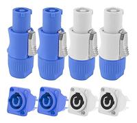 DKARDU for Powercon Connector 3 Pin Male Panel Mount Female for Neutrik Power Cable, AC 250V 20A Plug Jack Adapter for Stage Light LED Screen Audio Equipment, 8 Pcs