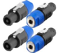 DKARDU Speaker to 1/4 Adapter NL4FC, 4 Pole for Speakon Connector Male to 1/4 inch TS Female Audio Plug for Neutrik for Speakon NA4LJ NA4LJX NL4MP NL4MPR NL4FC NL4FX NL2FC, 4 PCS