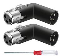 DKARDU XLR Angle Adapter 3 Pin Dual Male and Female Connector 90 Degree Adjustable 4 Different Angles Right Left Plug Socket for Mixer Microphone Audio Equipment, Metal Adapter, 2 PCS