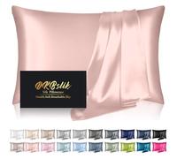 DKBslik Mulberry Silk Pillow Cases Standard Size, Silk Pillowcase for Hair and Skin, Anti Acne Cooling Sleep Both Sides Natural Silk Satin Pillow Covers with Hidden Zipper, Gifts for Women Men, Coral