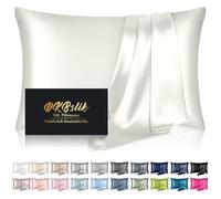 DKBslik Mulberry Silk Pillow Cases Standard Size, Silk Pillowcase for Hair and Skin, Anti Acne Cooling Sleep Both Sides Natural Silk Satin Pillow Covers with Hidden Zipper, Gifts for Women Men, Ivory