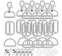 DKBT D rings for Bag Making Supplies 30 Pcs Swivel Metal Buckles with Magnetic Buttons D rings Heavy Duty Bag Making Hardware Slide Buckle for Wallet DIY Crafts Sewing Handbag(Silver 25mm)