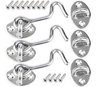 DKBT Gate Hook and Eye Latch - 3 Pack 75mm/3inch Door Stainless Steel Cabin Hooks Solid Barn Swivel Window for Garage Sliding Bedroom Bathroom(Silver)