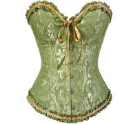 DKCHENH Renaissance Corset Top for Women,Pirate Corset Shapewear,Bustiers with Lace Up Boned Overbust,Size XS to 6XL, Green, Large