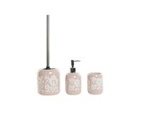 DKD Home Decor Bathroom Set Ceramic Pink White Shabby Chic (3 Pieces) (Reference: S3025638)