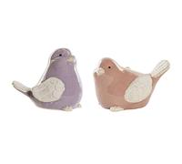 DKD Home Decor Brand Decorative Figurine Porcelain Orange Mauve Bird (14 x 10 x 9 cm) (14 x 11 x 12 cm) (2 Pieces) (Reference: S3019836)