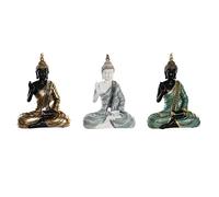 DKD Home Decor Decorative Figure 19 x 10 x 26.5 cm Blue Golden Buddha Oriental Green (3 Pieces)
