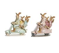 DKD Home Decor Decorative Figurine 17 x 7 x 15.5 cm Pink Rabbit Green (2 Units)