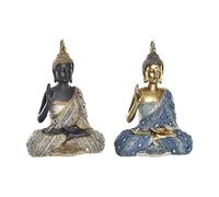 DKD Home Decor Decorative Figurine 17 x 9 x 25 cm Blue Golden Brown Oriental Buddha (2 Units)