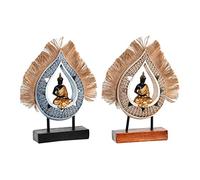 DKD Home Decor Decorative Figurine 18.5 x 5.5 x 30.5 cm Beige Blue Oriental Buddha (2 Units)