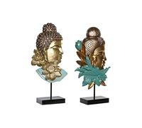 DKD Home Decor Decorative Figurine 22 x 8 x 42.5 cm Black Golden Buddha Oriental Turquoise (2 Units)