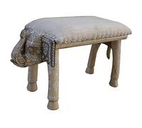 DKD Home Decor Elephant Stool Natural White Mango Wood 65 x 31.8 x 38 cm - EAN Brand: 8424002000806