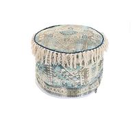 DKD Home Decor Floor Cushion Beige Blue Brown 40 x 40 x 40 cm Arabic Fringe, blue, Estándar