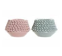 DKD Home Decor Pink Turquoise Mediterranean Stoneware Vase (2 Pieces) (20 x 20 x 13 cm) (Reference: S3020526)