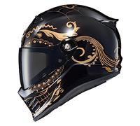 DKDAHIO Bluetooth speaker headgear, full face, DOT ECE certified, street fighter style, gold gloss black, X-Large, motorcycle headgear, adjustable, lightweight, durable, portable