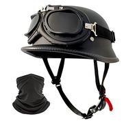 DKDAHIO DOT approved retro face headgear, German style half shell, men women, cruiser scooter chopper, XL size, skull cap headgear, adjustable, lightweight, durable, portable