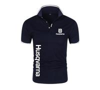DKDAHIO Men's Polo Shirt Short Sleeve for H.u.s.q.v.a.r.n.a Breathable Golf Tennis Sports Polo Summer Leisure T-Shirt(Color:Dark Blue,Size:L)