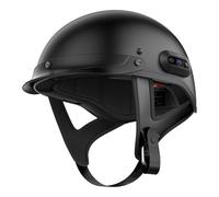 DKDAHIO Motorcycle helmet, integrated intercom, communication system, mesh vent, matte black, large, adjustable, lightweight, durable, portable, user-friendly, compact, sena, cavalry, enabled, half