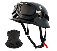 DKDAHIO Retro half face headgear, DOT approved, German style, cruiser scooter, chopper, men women, XX-Large, half shell headgear, skull cap, adjustable, lightweight, durable